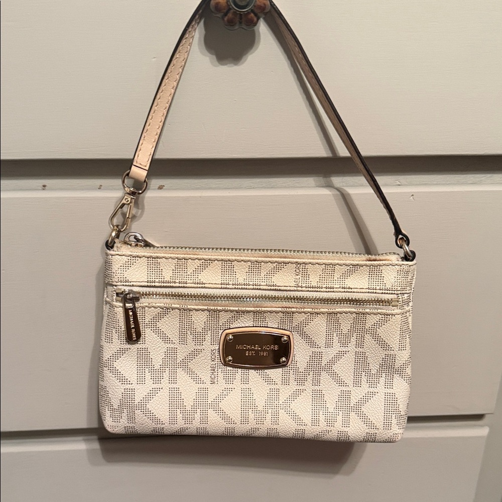 Michael Kors Beige Monogram Wristlet